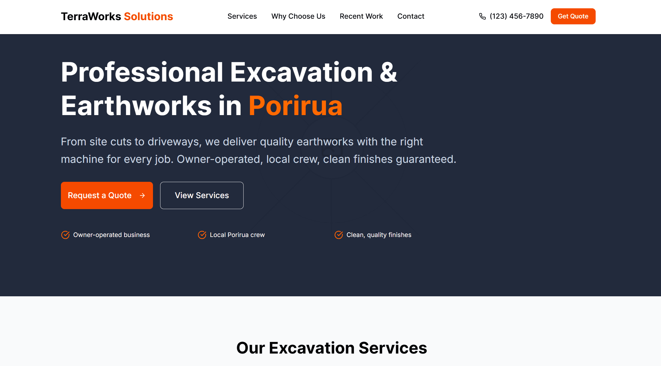 Demo Portfolio Example: Earthworks Company Website